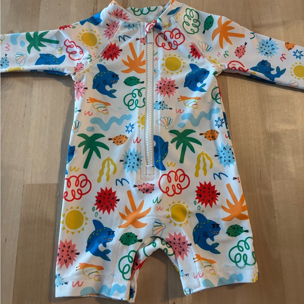 Old Navy Kids Swim One Piece - Multicolor Shark Print